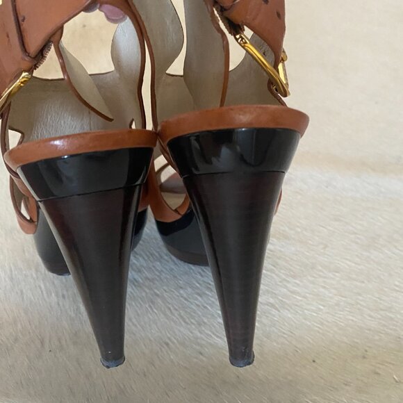 Michael Kors Carla Cognac Brown Platform Heels - Picture 3 of 7